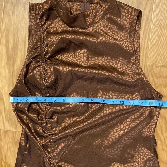 SHEIN Women’s Brown Ruched  Sleeveless Midi Dress (Size Large) NWT - Picture 6 of 12